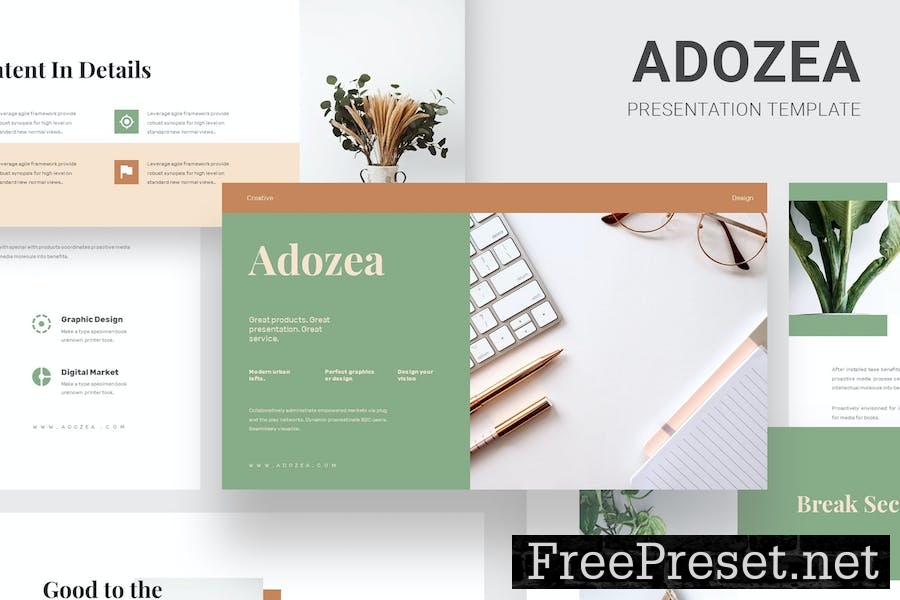 Adozea - Business Lookbook Powerpoint Template MMAL4X4