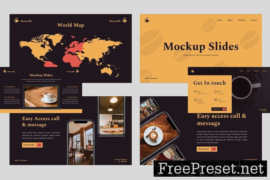 Basecoffe Coffe & Cafe Shop Google Slides Template N66QKUD