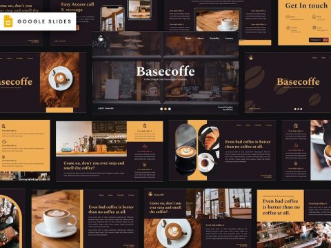 Basecoffe Coffe & Cafe Shop Google Slides Template N66QKUD