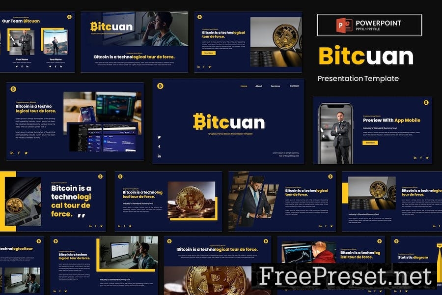 Bitcuan Cryptocurrency Bitcoin Powerpoint Template YBT85NU