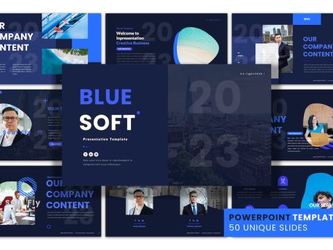 Blue Soft - PowerPoint Presentation Template DP3QN6B