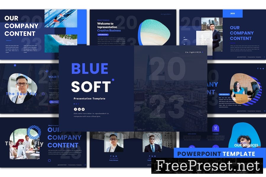 Blue Soft - PowerPoint Presentation Template DP3QN6B