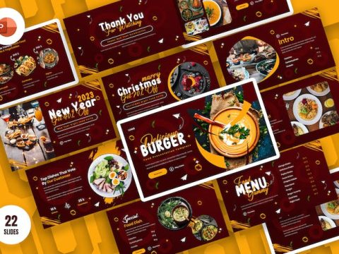 Burger Food PowerPoint Presentation Template 9649WCL