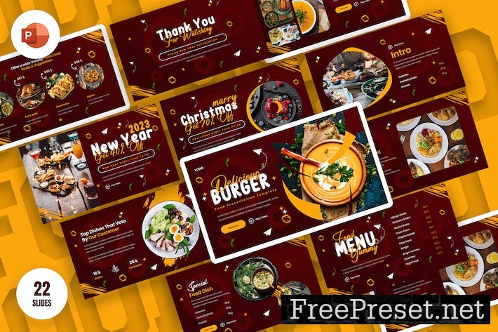 Burger Food PowerPoint Presentation Template 9649WCL