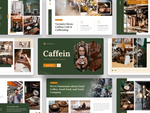 Caffein - Coffeshop PowerPoint Template RGRNUJ5