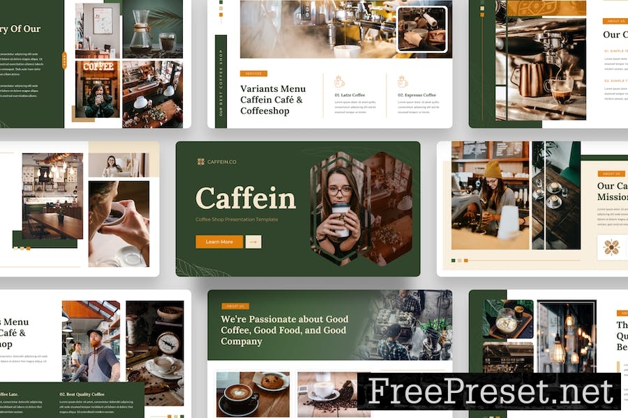 Caffein - Coffeshop PowerPoint Template RGRNUJ5