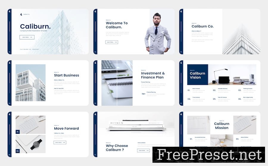 Caliburn - Company Profile PowerPoint Template B7XK9FR