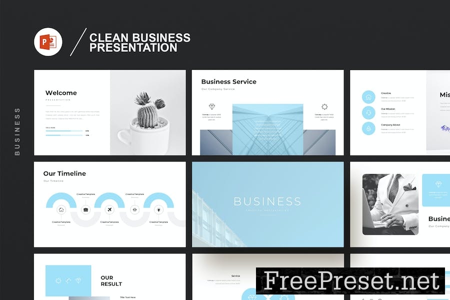 Clean Business Presentation Template Z6MMMAL