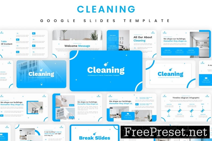 Cleaning - Interior Design Google Slides Template PHEB6MC