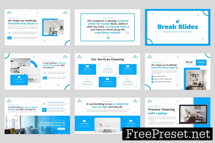 Cleaning - Interior design Powerpoint Template SX5ZDEF