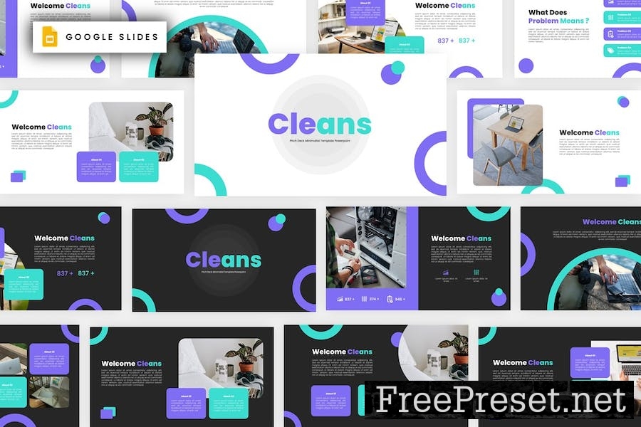 Cleans- Pitch Deck Minimalist Google Slides HHT584H