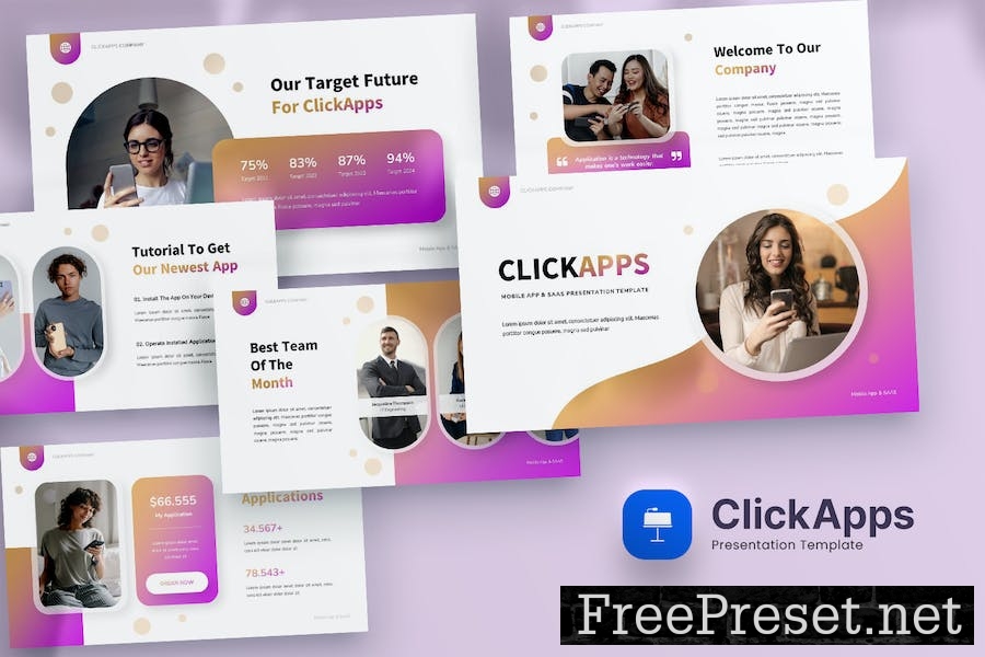 ClickApps - Mobile App & SAAS Keynote Template