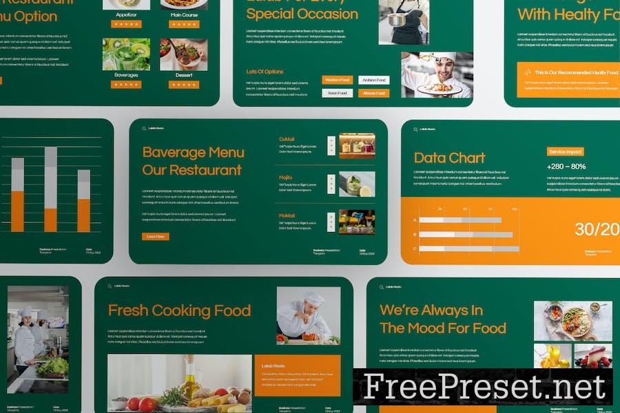 Creative Green Orange Food Resto Presentation KEY