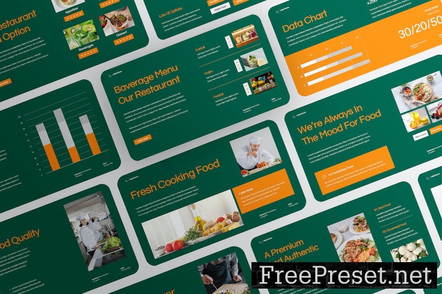 Creative Green Orange Food Resto Presentation KEY