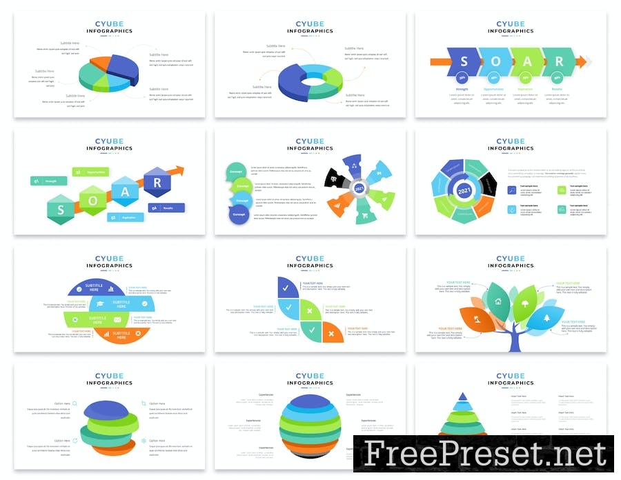 Cyube Infographic Presentation PowerPoint Template 8LEEUBY