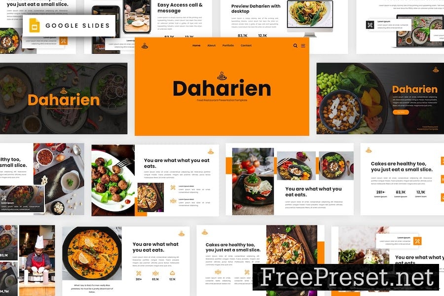 Daharien - Food Restaurant Google Slides Template KQTG69W