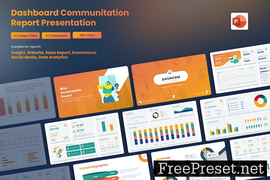 Dashboard Communication Report Presentation AMVCZZF