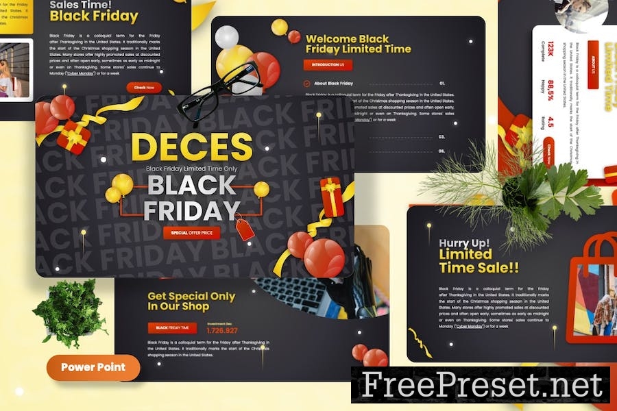 Deces - Black Friday Powerpoint Template XLP8EFV