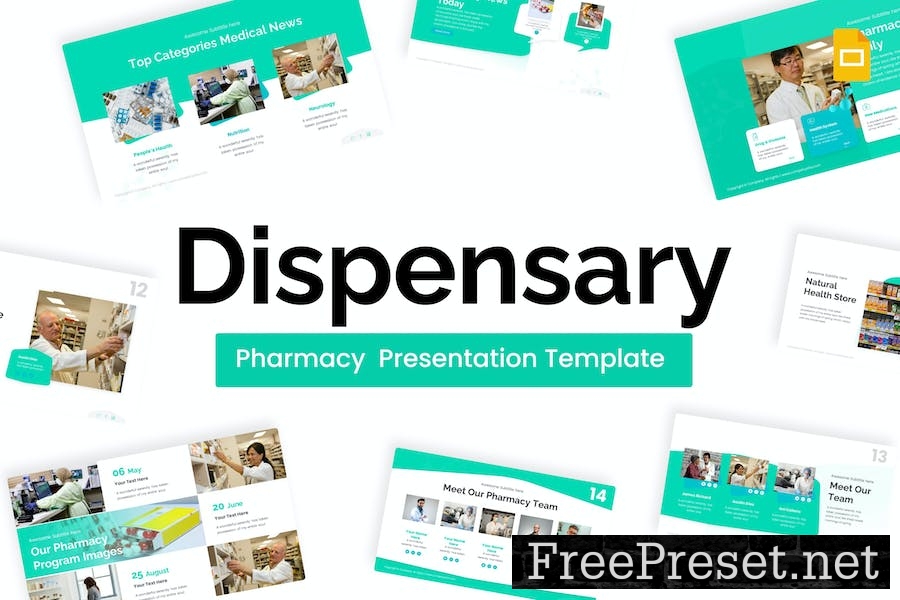 Dispensary Sky Blue Creative Pharmacy GoogleSlides JHEP9K2