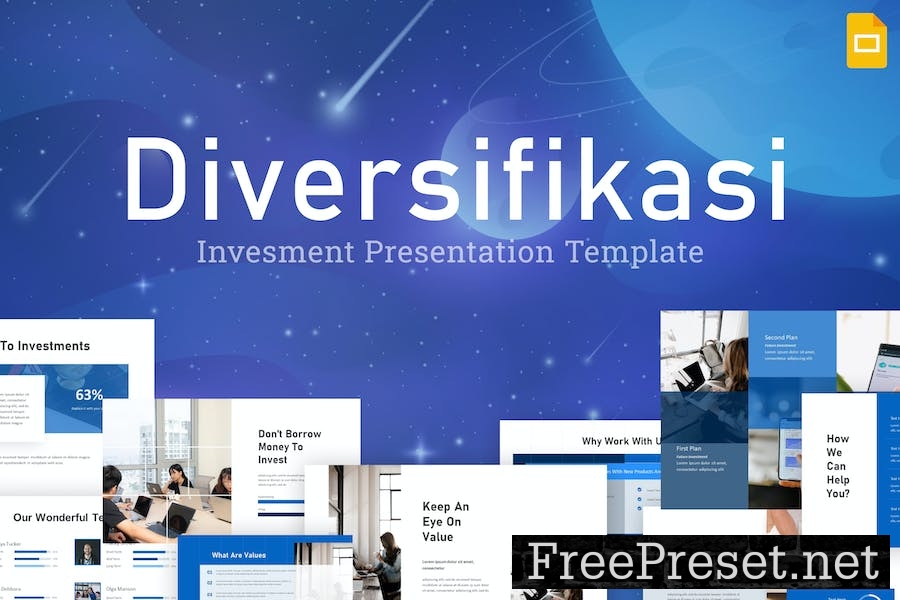 Diversifikasi Blue Modern Invesment Google Slides UQY9MDQ