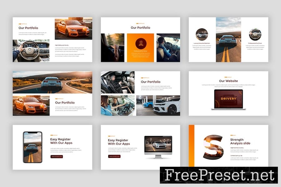 Drivery - Car Service PowerPoint Template 7V95APW