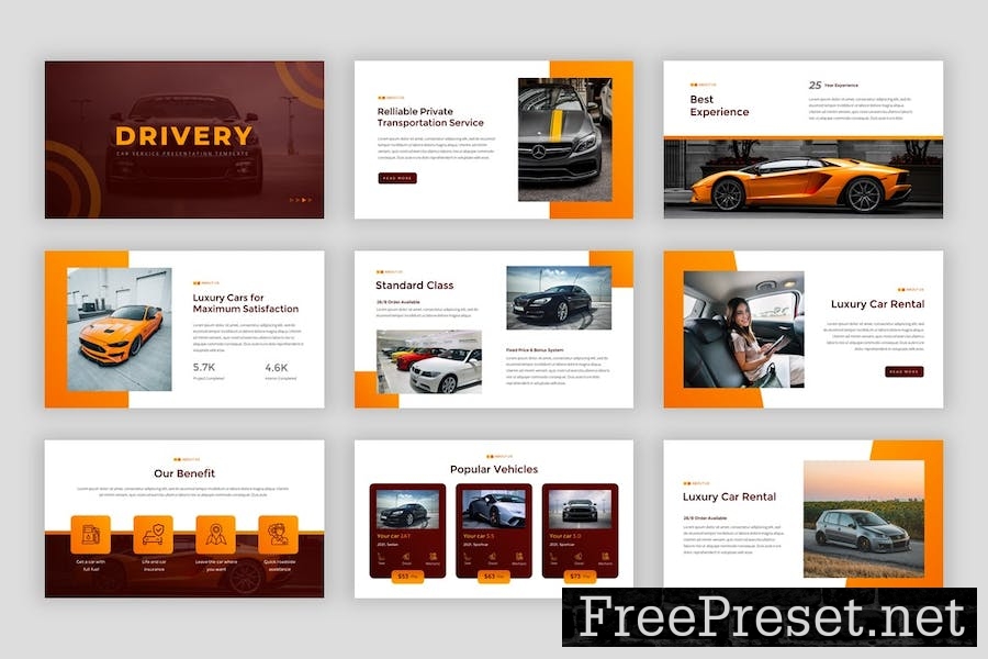 Drivery - Car Service PowerPoint Template 7V95APW