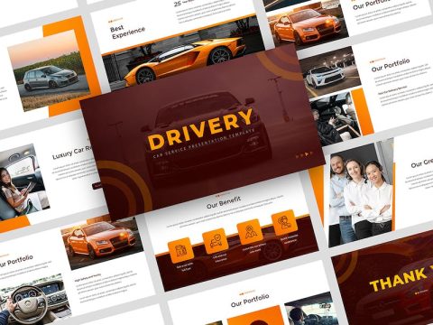 Drivery - Car Service PowerPoint Template 7V95APW