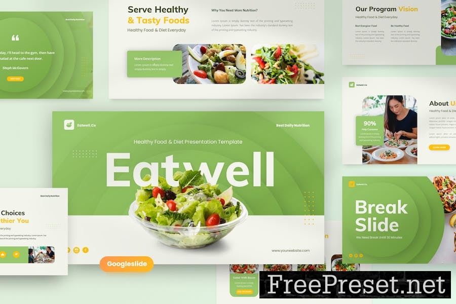 Eatwell - Healthy Food & Diet Google Slides WVPMMHJ