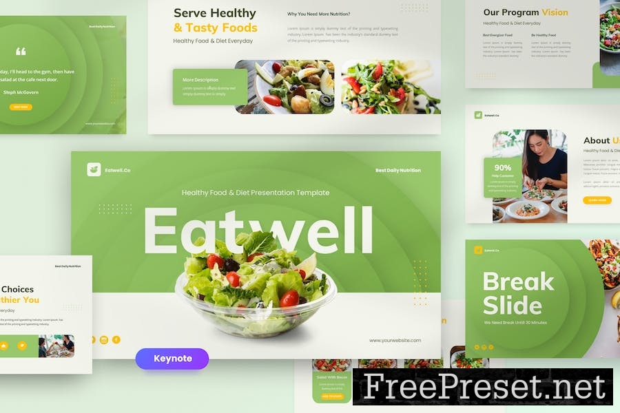 Eatwell - Healthy Food & Diet Keynote Template AFR5V27