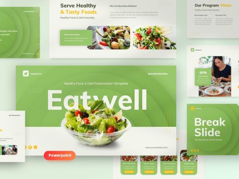 Eatwell - Healthy Food & Diet Powerpoint Template FZN6H8P