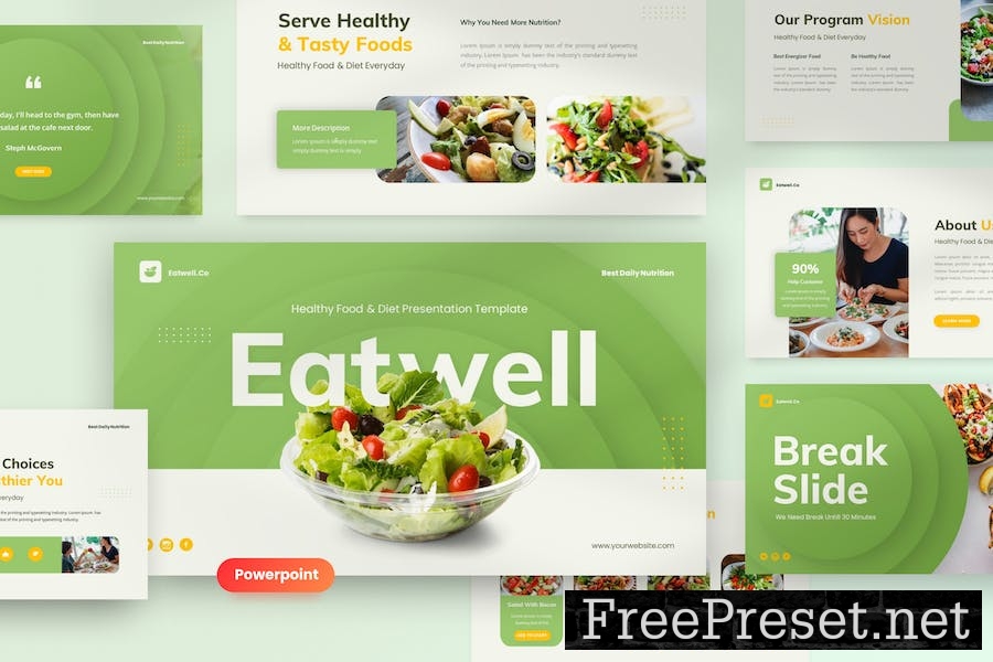 Eatwell - Healthy Food & Diet Powerpoint Template FZN6H8P