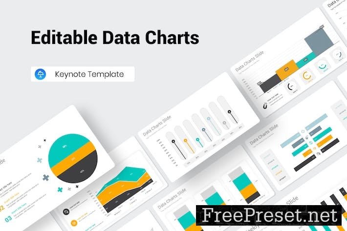 Editable Data Charts Keynote Presentation Template 6TV9C53