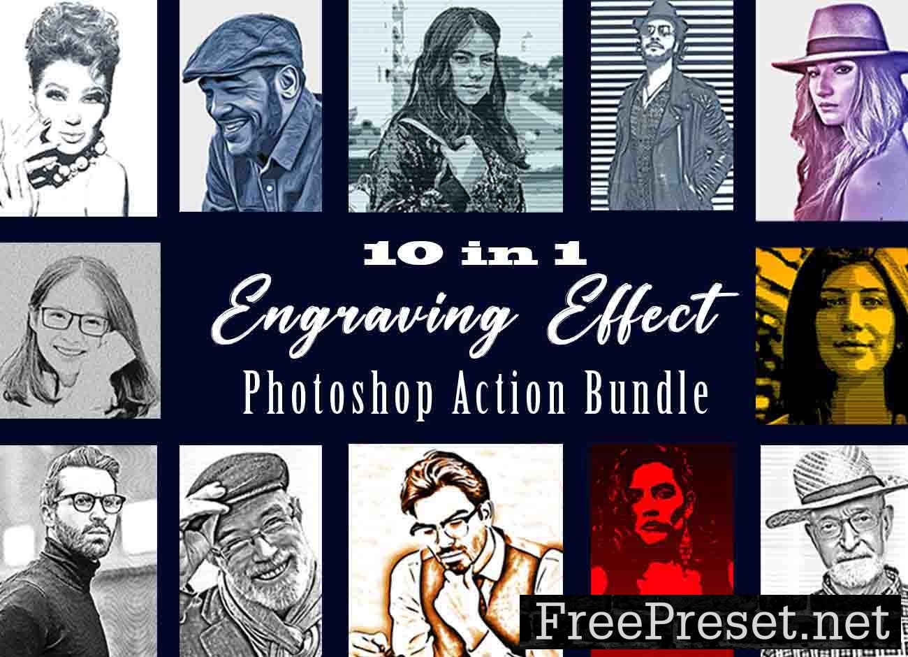 Engraving Effect PS Action Bundle 10954347