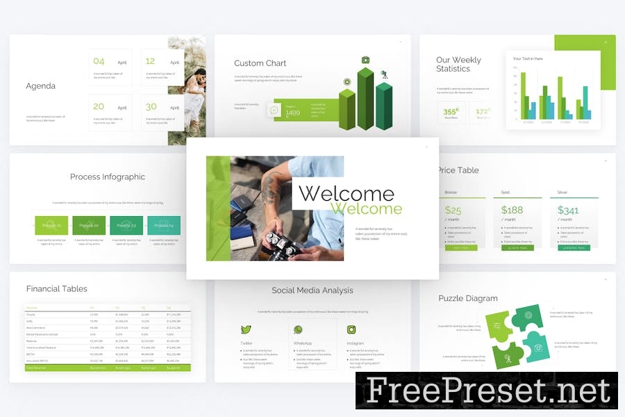 Epitomize Green Photography PowerPoint Template 8FDGULF