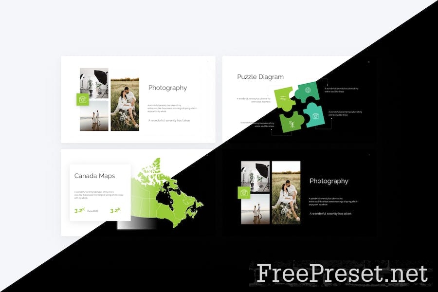 Epitomize Green Photography PowerPoint Template 8FDGULF