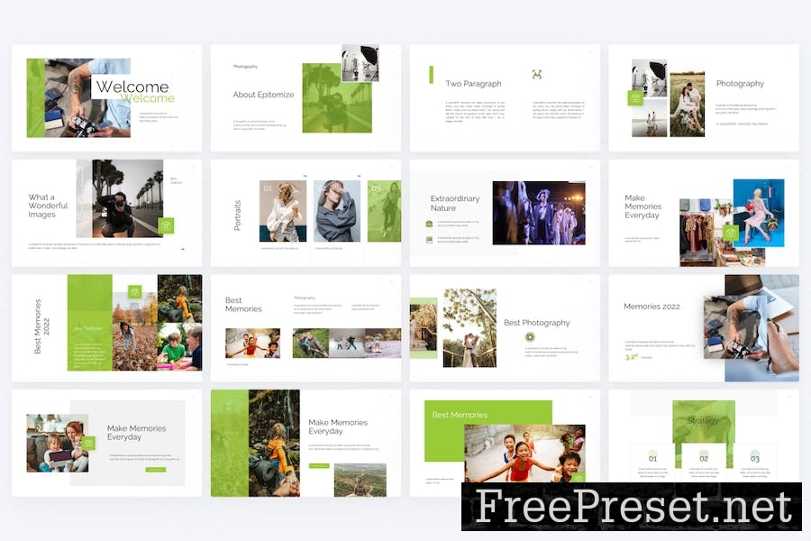 Epitomize Green Photography PowerPoint Template 8FDGULF