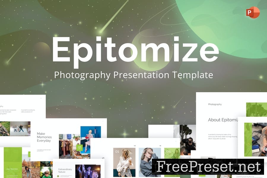 Epitomize Green Photography PowerPoint Template 8FDGULF