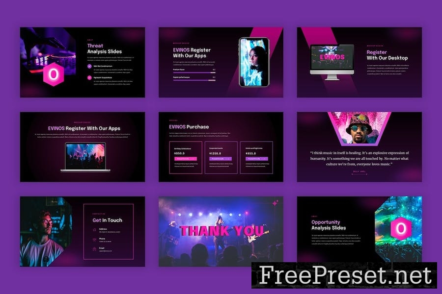 EVINOS - Music Festival PowerPoint Template NAF9S6R