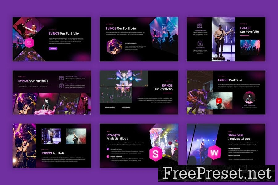 EVINOS - Music Festival PowerPoint Template NAF9S6R