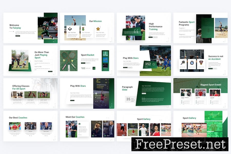 Fairplay Green Modern Sport Google Slides Template HJGTLAJ