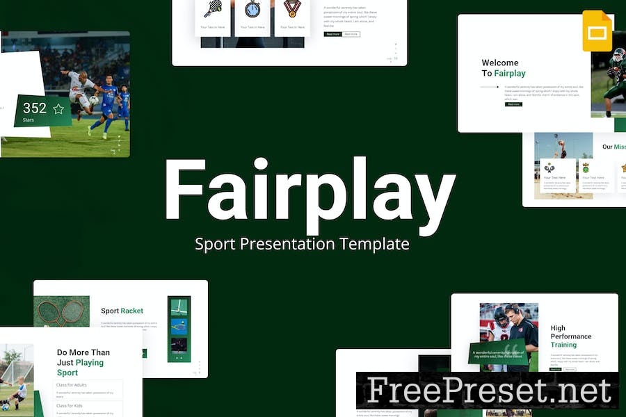 Fairplay Green Modern Sport Google Slides Template HJGTLAJ