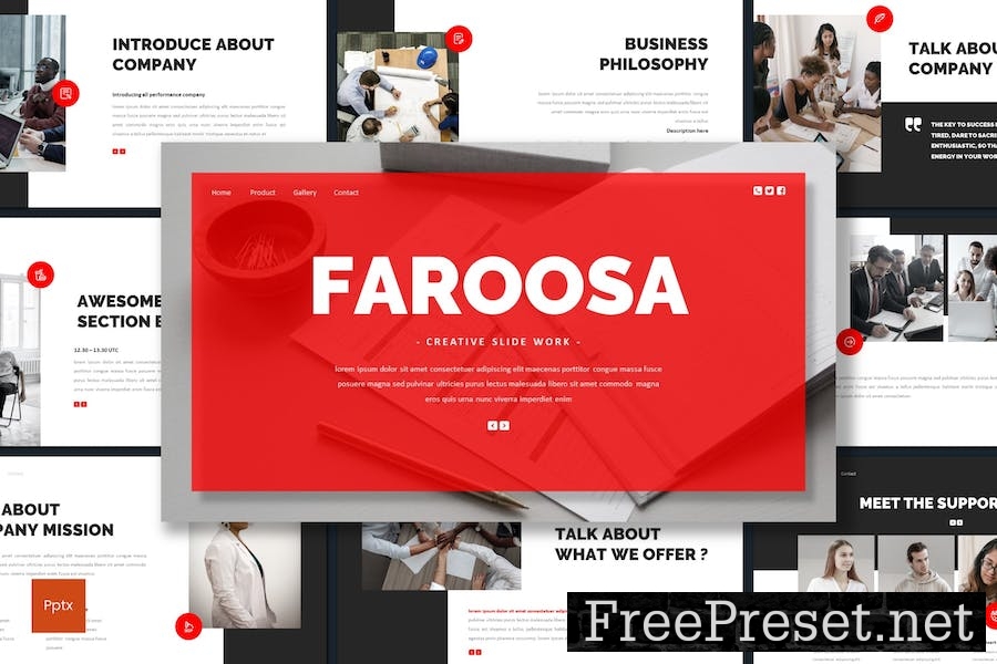 Faroosa - Creative Slide Powerpoint Template 8CBAMJB