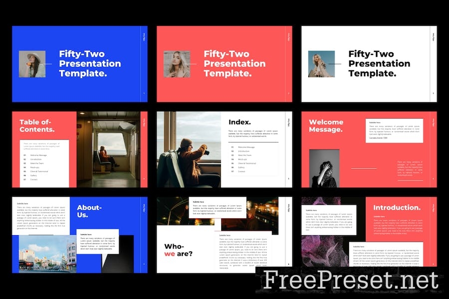 Fifty-Two PowerPoint Template 3DFKBSR