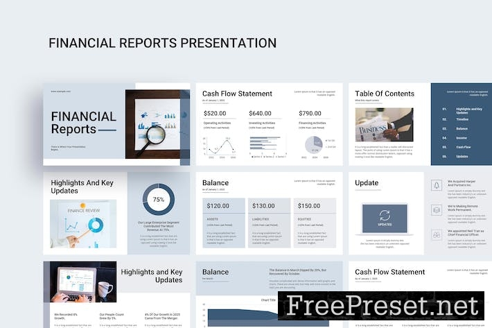 Financial Reports PowerPoint Presentation Template 8V6B4M9