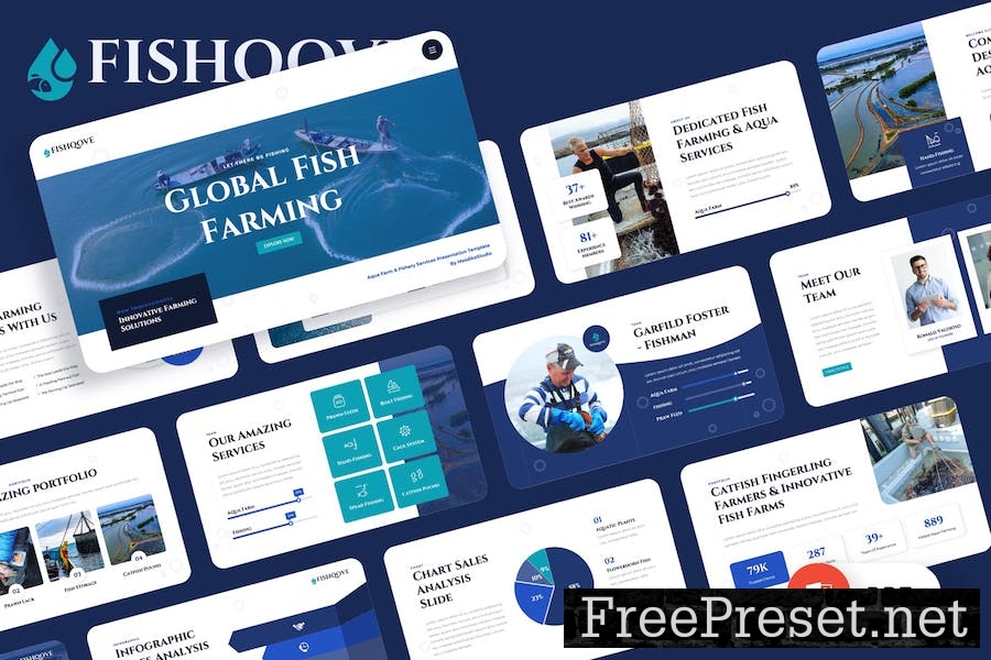 Fishqove - Aqua Farm & Fishery Powerpoint Template QHLA5S7