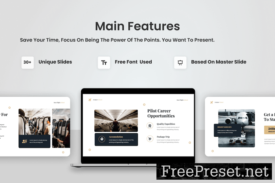 Flytrix - Aviaton & Flight School Keynote Template YF8KV6Z