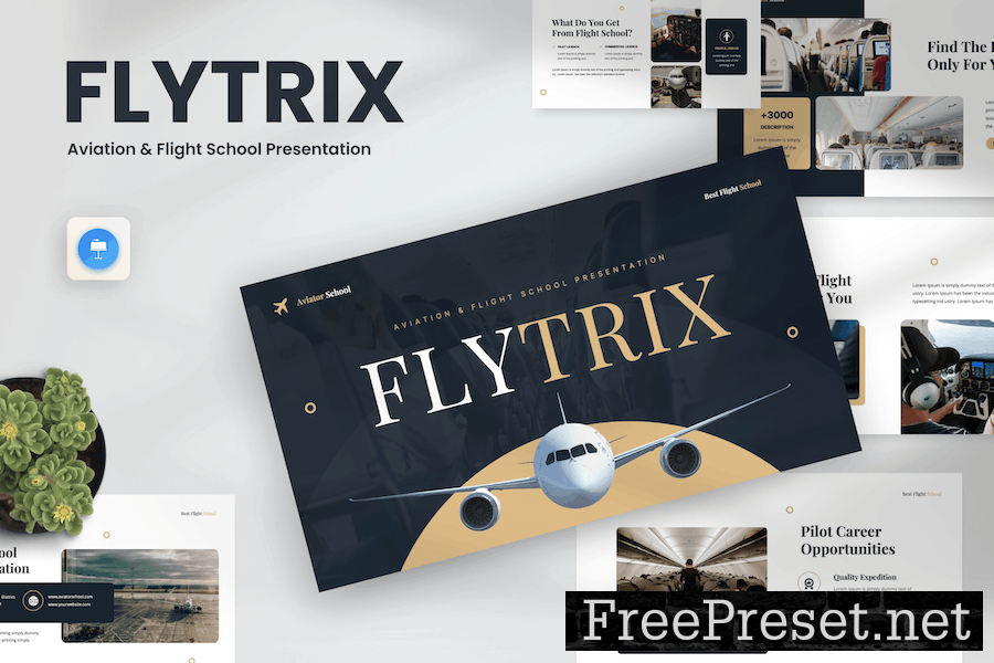 Flytrix - Aviaton & Flight School Keynote Template YF8KV6Z