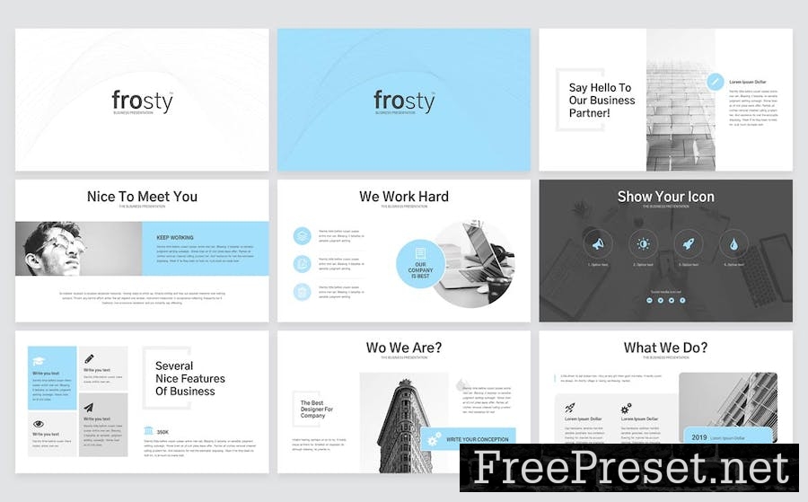 Frosty Modern Business Google Slides Presentation X5BVUEV