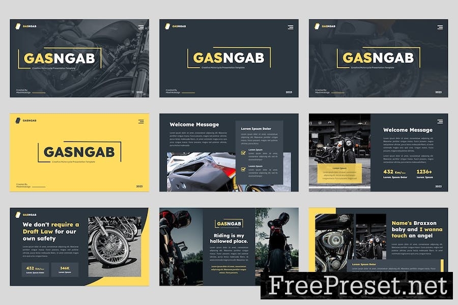 GASNGAB Creative Motorcycle Google Slides Template HB79RGK