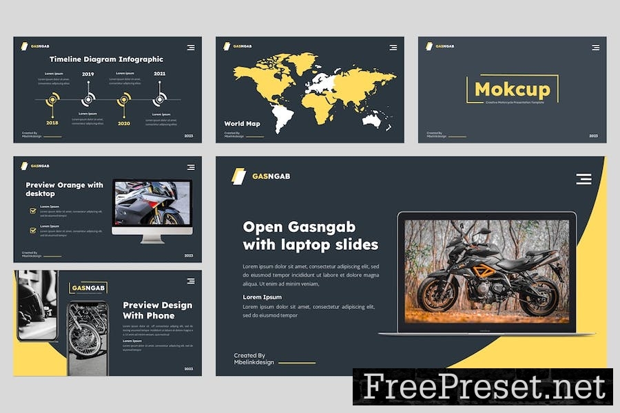 GASNGAB Creative Motorcycle Google Slides Template HB79RGK